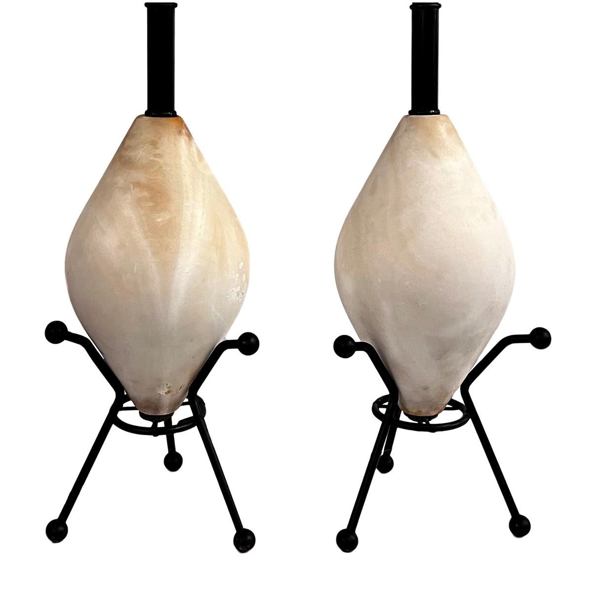 Italian Pair of Moderne Alabaster Lamps  For Sale
