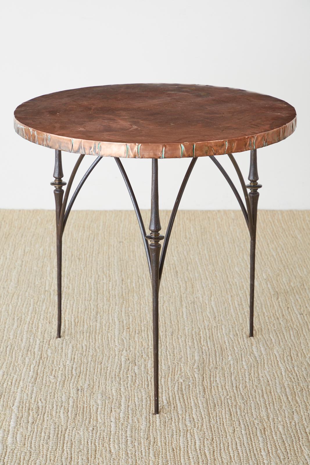 Brutalist Pair of Moderne Copper Top Centre or Dining Tables