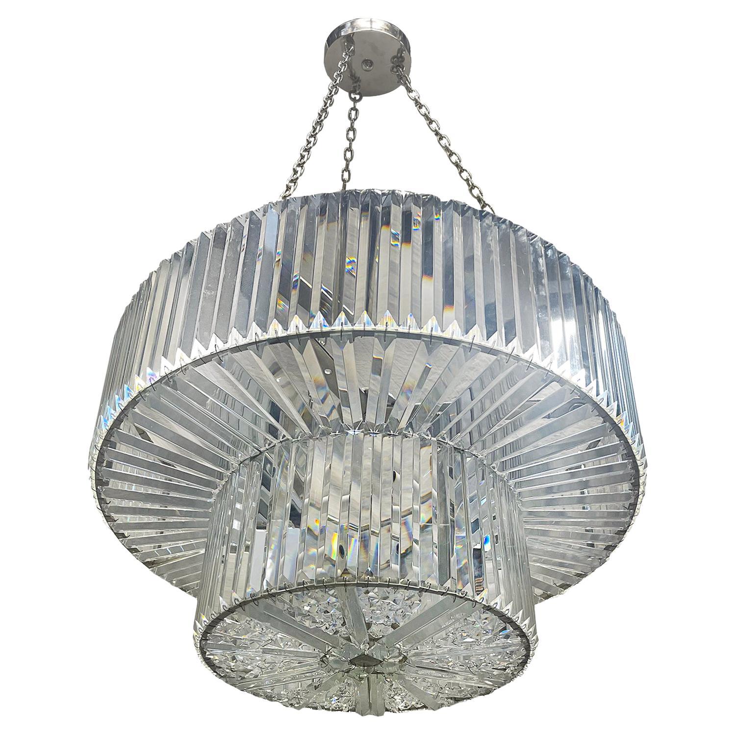 Pair of Moderne Crystal Light Fixtures, Sold Individually