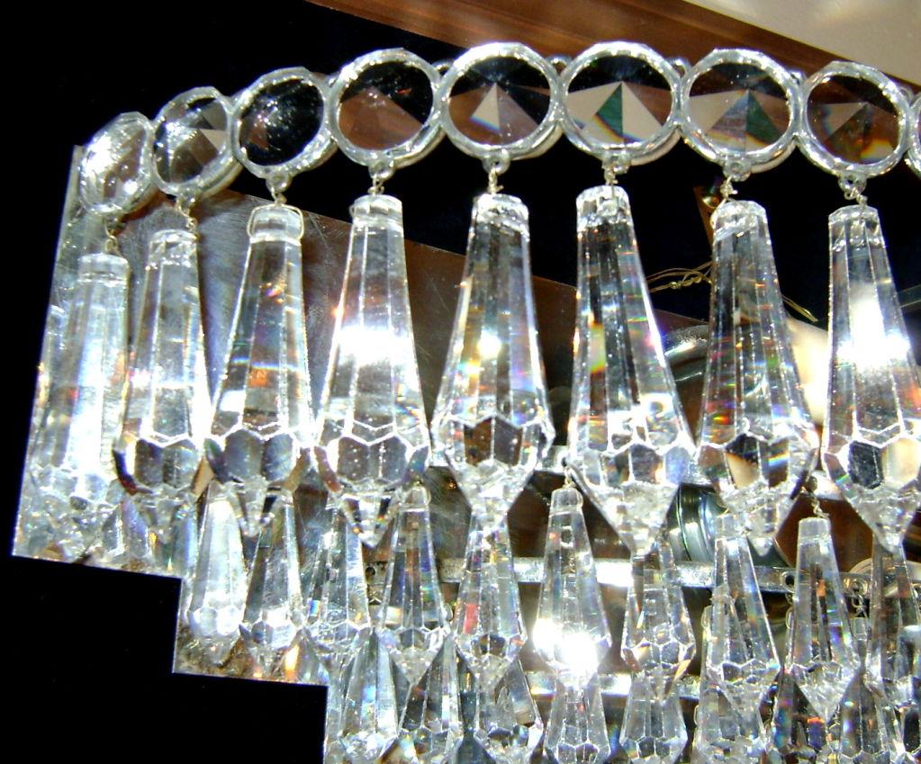 Mid-20th Century Pair of Moderne Crystal Sconces For Sale