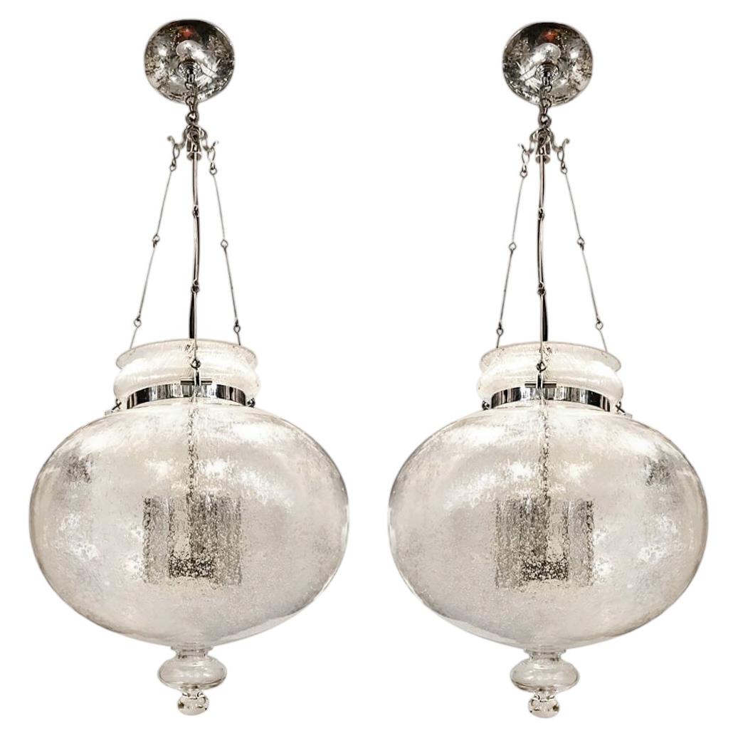 Pair of Moderne Glass Lantern, Sold Individually