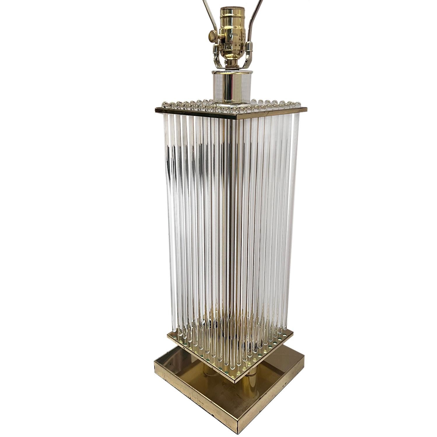 Pair of Moderne Glass Rods Lamps In Good Condition For Sale In New York, NY