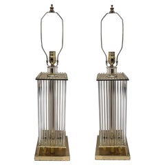 Retro Pair of Moderne Glass Rods Lamps
