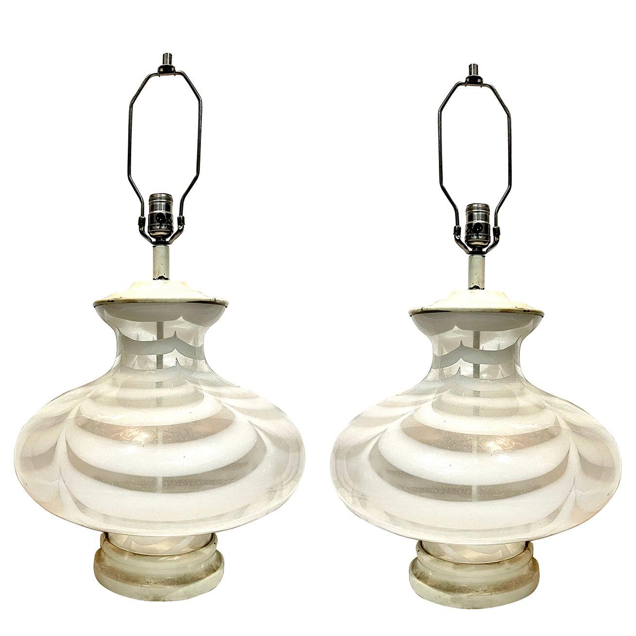 Pair of Moderne Glass Table Lamps