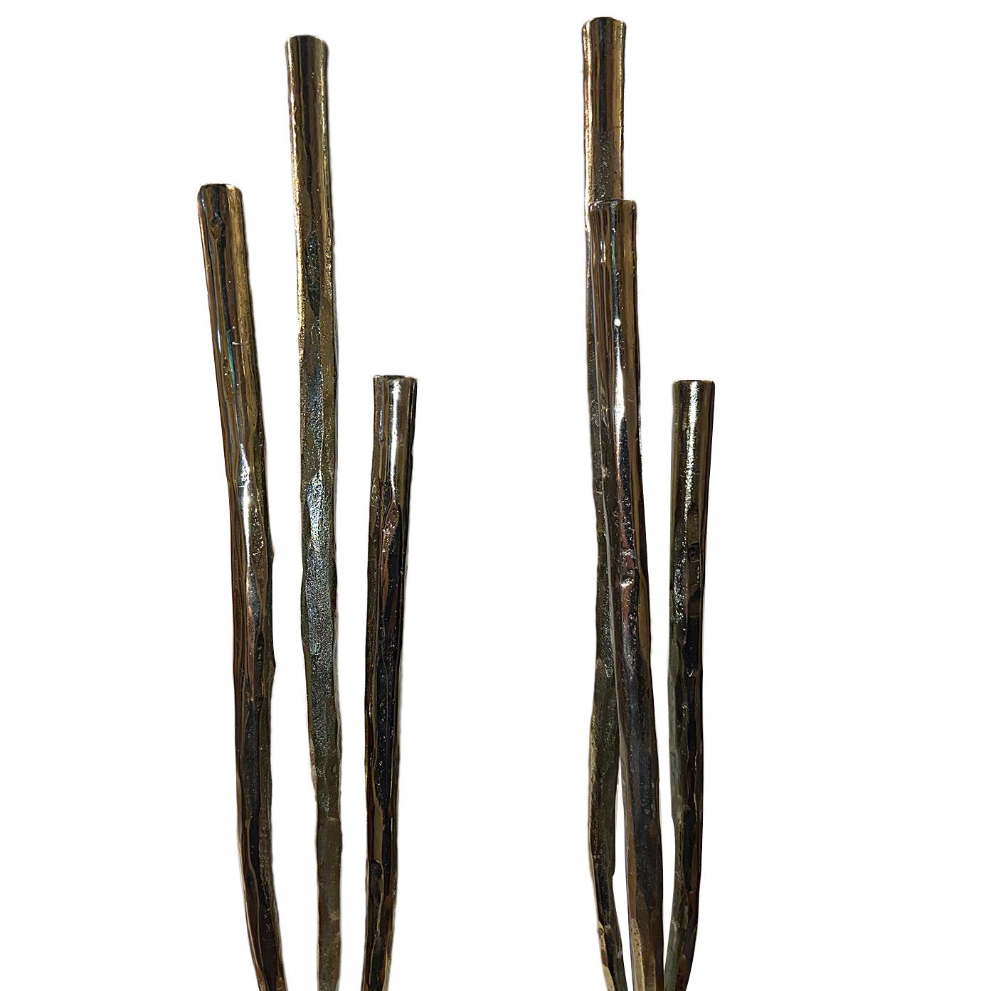 Metal Pair of Moderne Italian Candlesticks For Sale