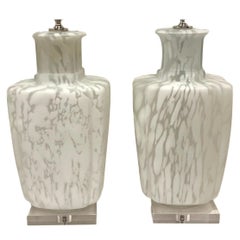 Pair of Moderne Italian Glass Table Lamps