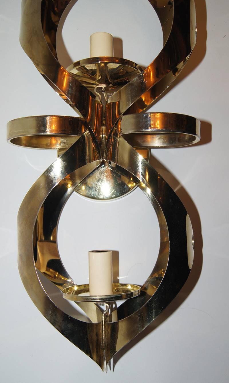 Pair of Moderne Italian Sconces In Excellent Condition For Sale In New York, NY