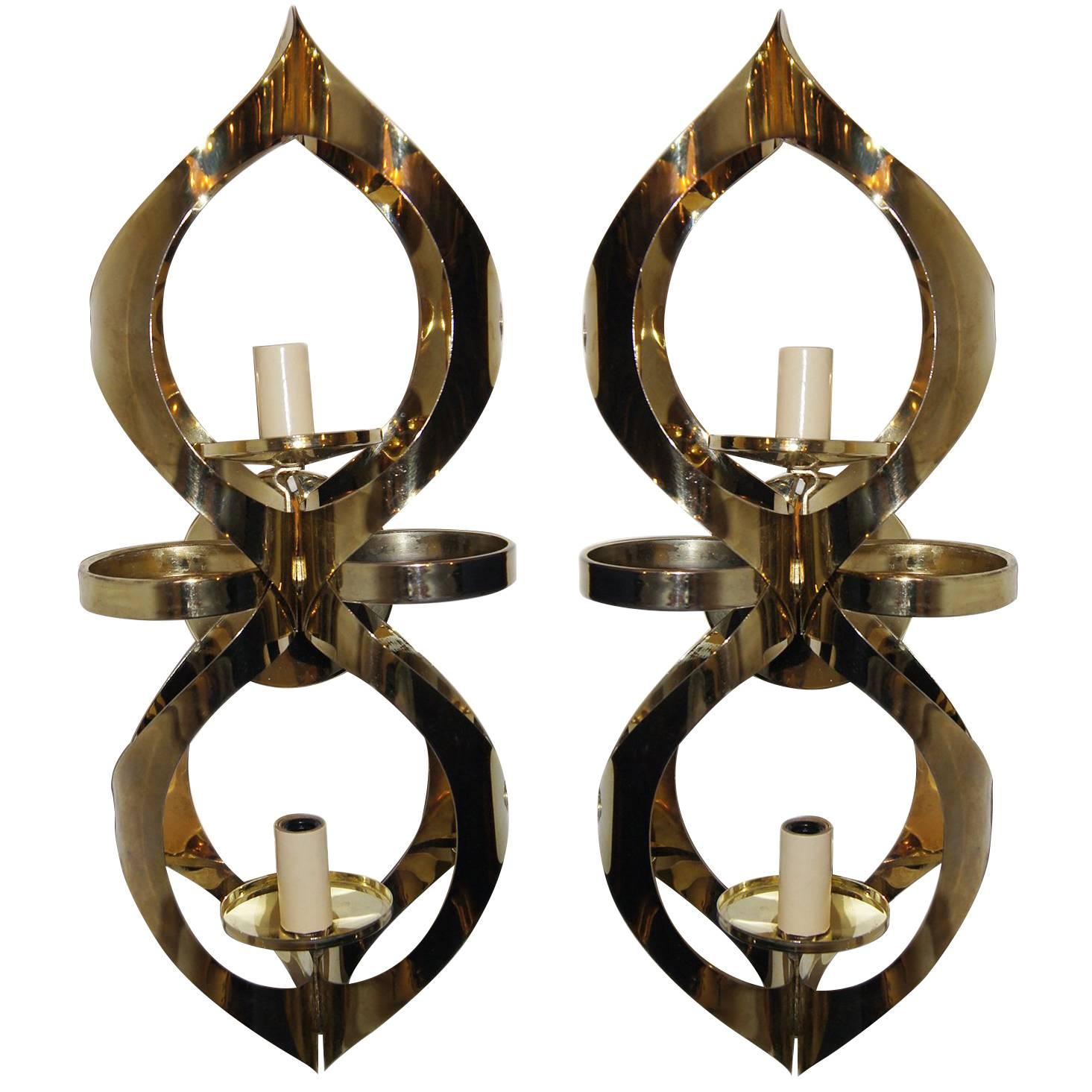 Pair of Moderne Italian Sconces For Sale