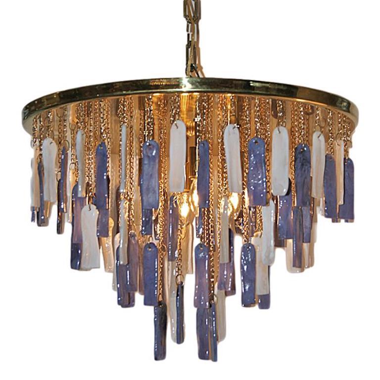 Mid-20th Century Pair of Moderne Light Fixtures with Glass Pendants, Sold Individually For Sale