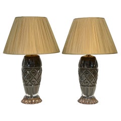 Pair of Moderne Maison Baguès Style Taupe Cut Crystal Lamps