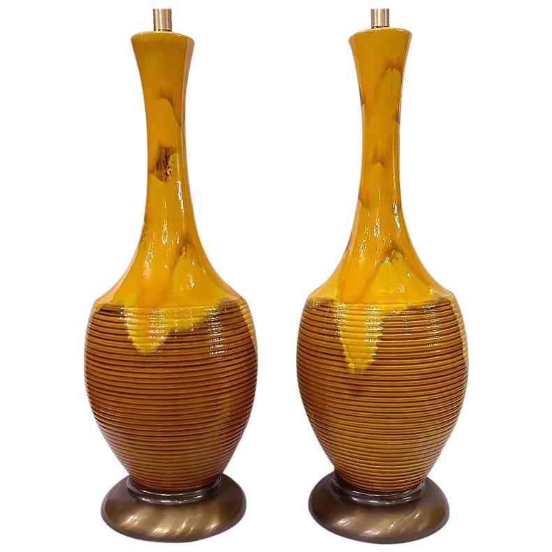 Pair of Moderne Porcelain Lamps