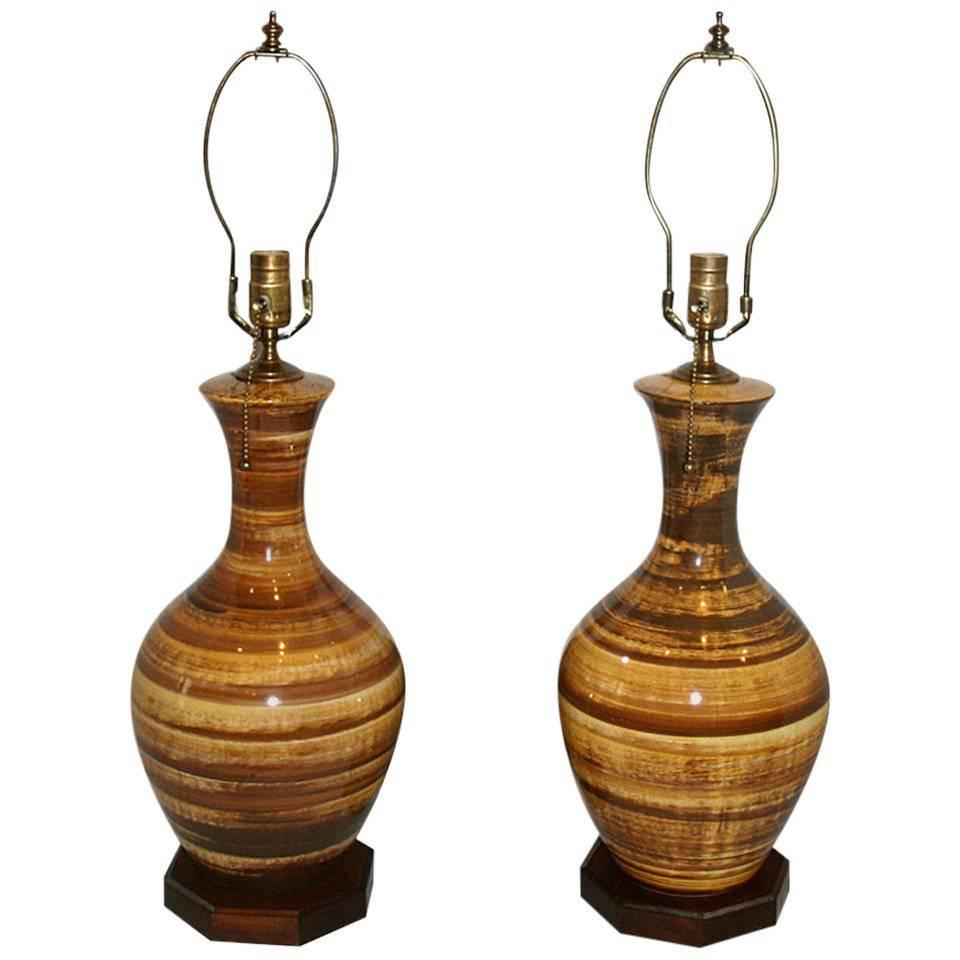 Pair of Moderne Porcelain Lamps