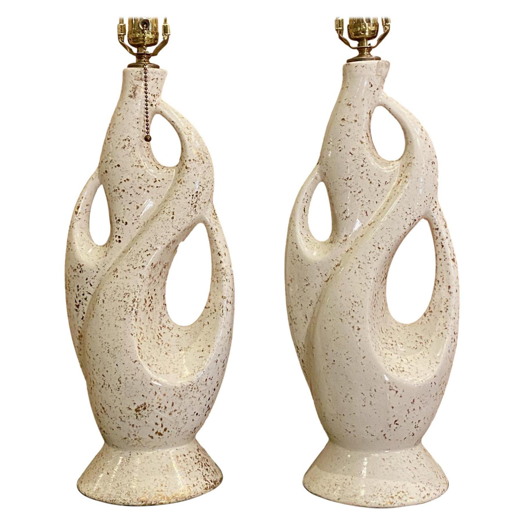 Pair of Moderne Porcelain Table Lamps For Sale