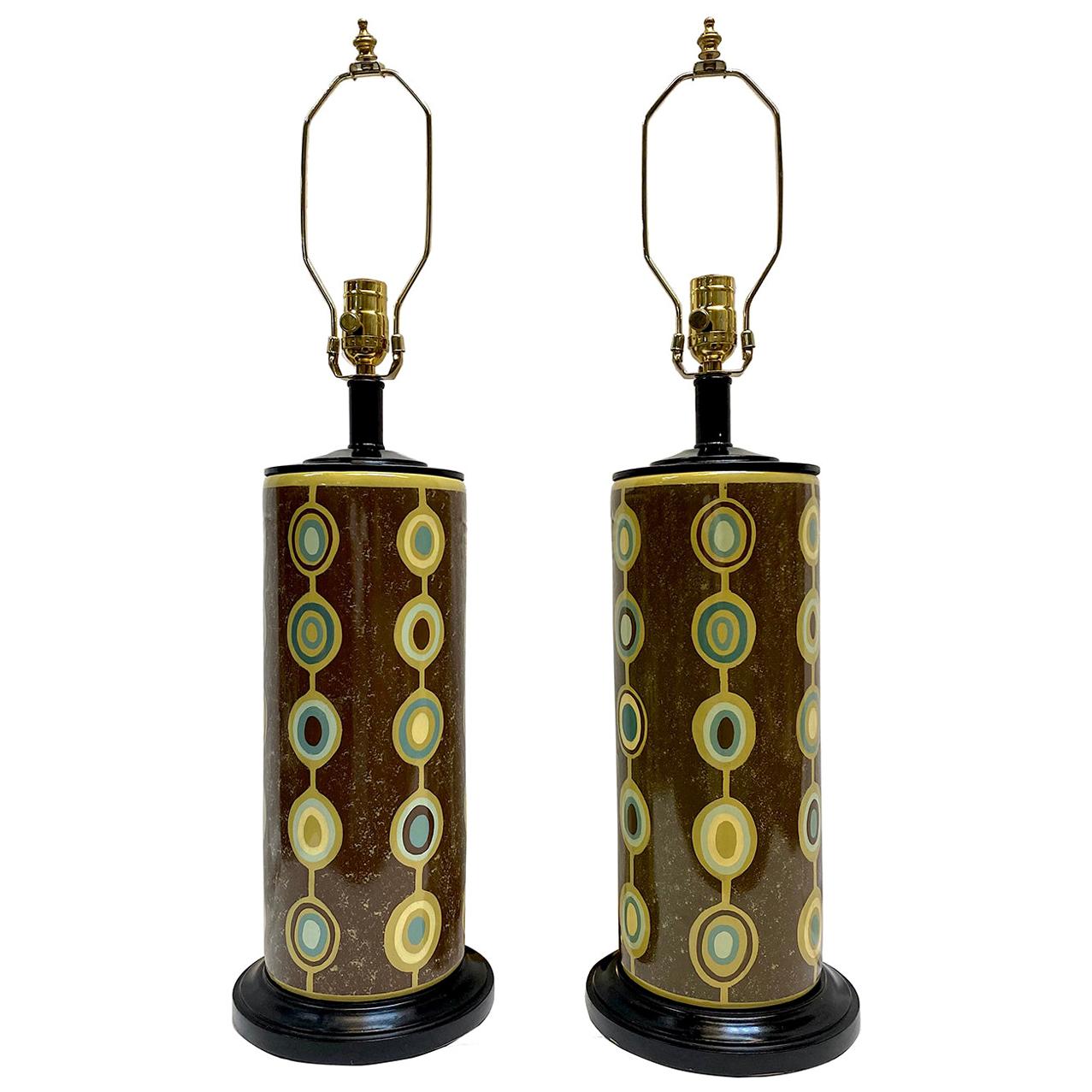 Pair of Moderne Porcelain Table Lamps 