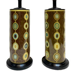 Paire de lampes de bureau modernes en porcelaine