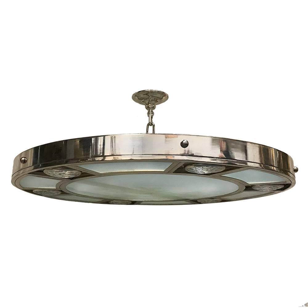 1960's Italian silver plated light fixture with molded glass insets. 

Measurements:
Height: 8