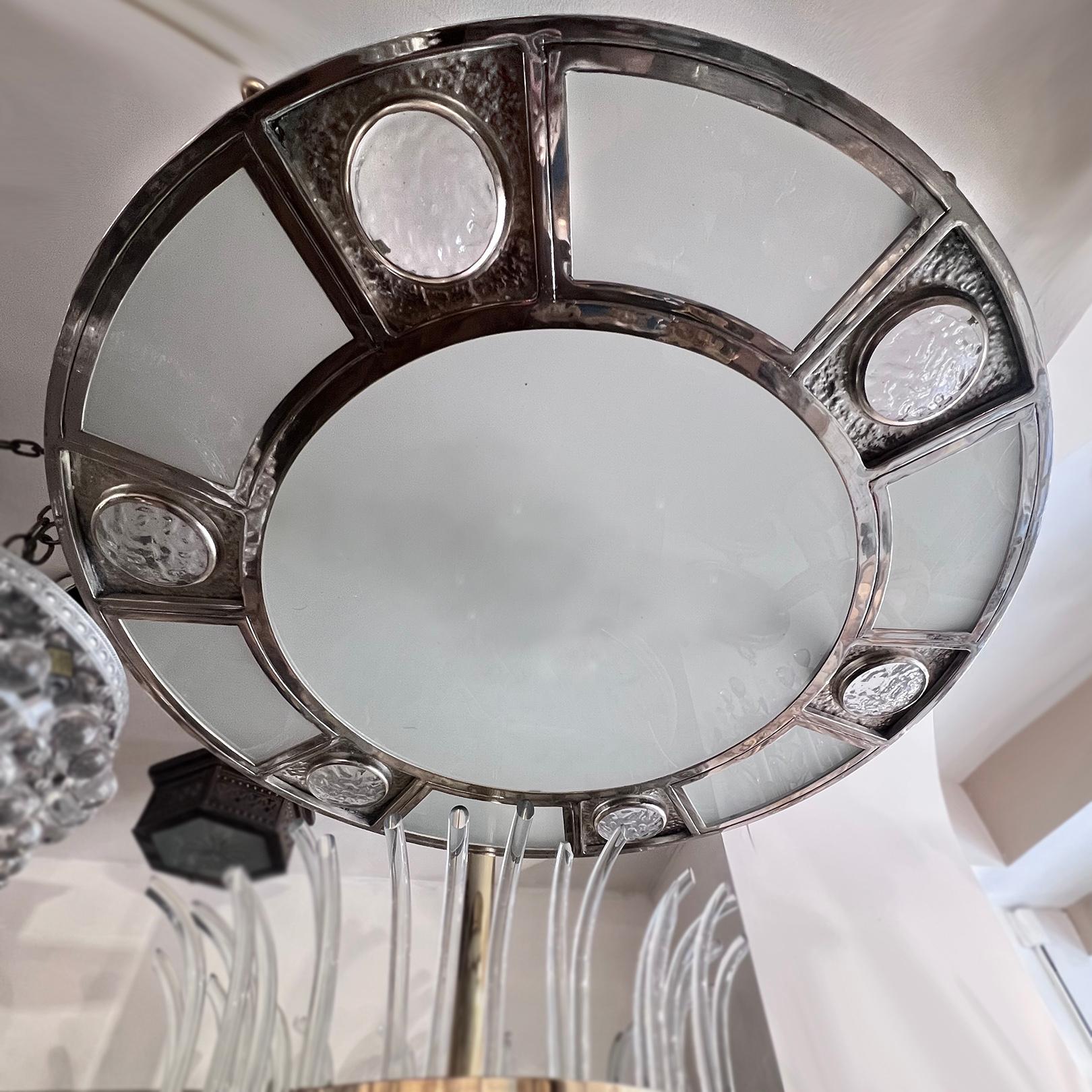 Mid-20th Century Moderne Silver Plated Light Fixture For Sale