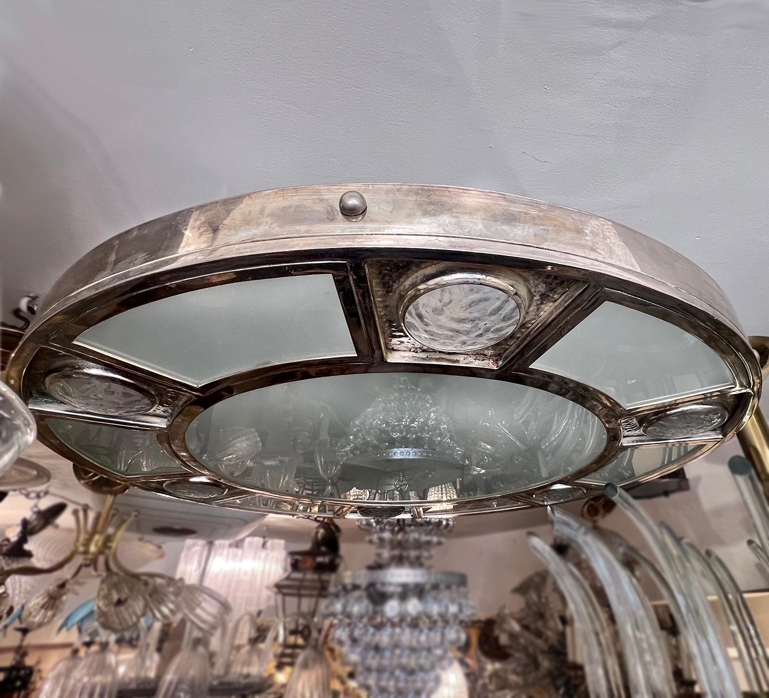 Moderne Silver Plated Light Fixture For Sale 3