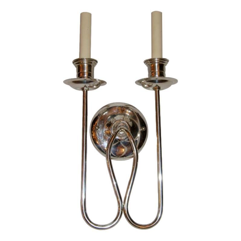 Argentato Coppia di lampade Moderne placcate in argento in vendita