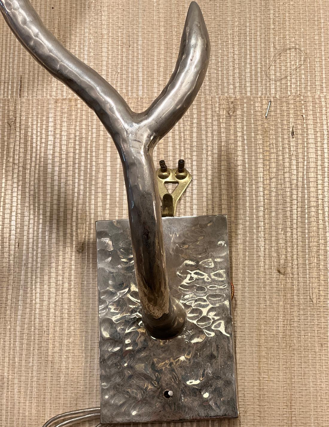 French Pair of Moderne Silver Plated Sconces For Sale