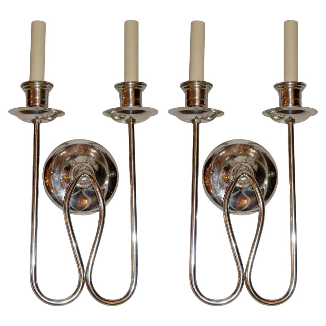 Coppia di lampade Moderne placcate in argento