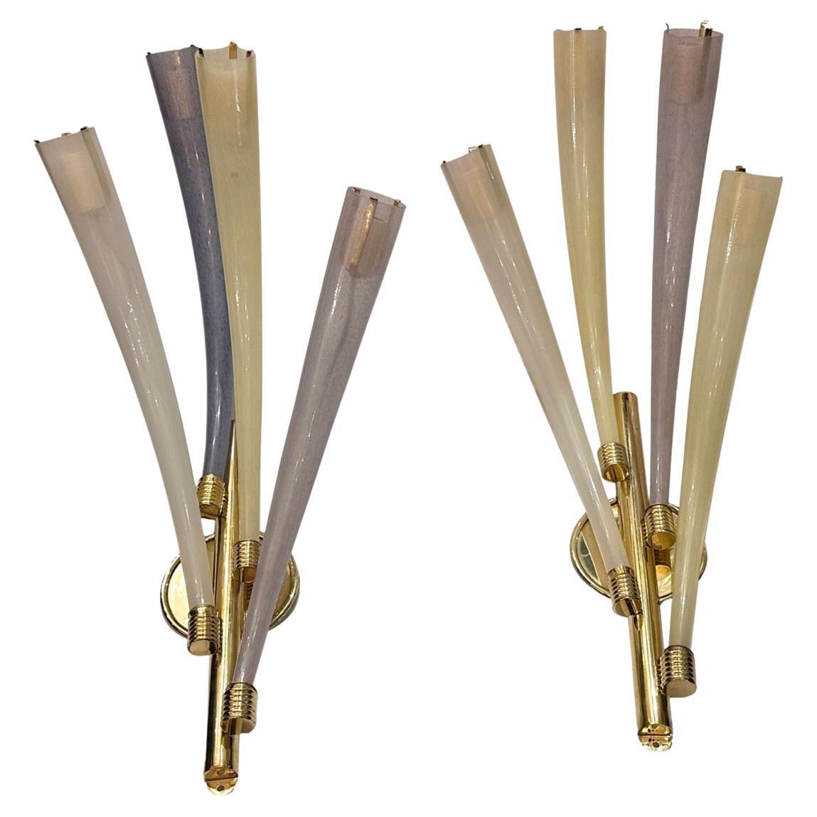 Pair of Moderne Style Glass Sconces