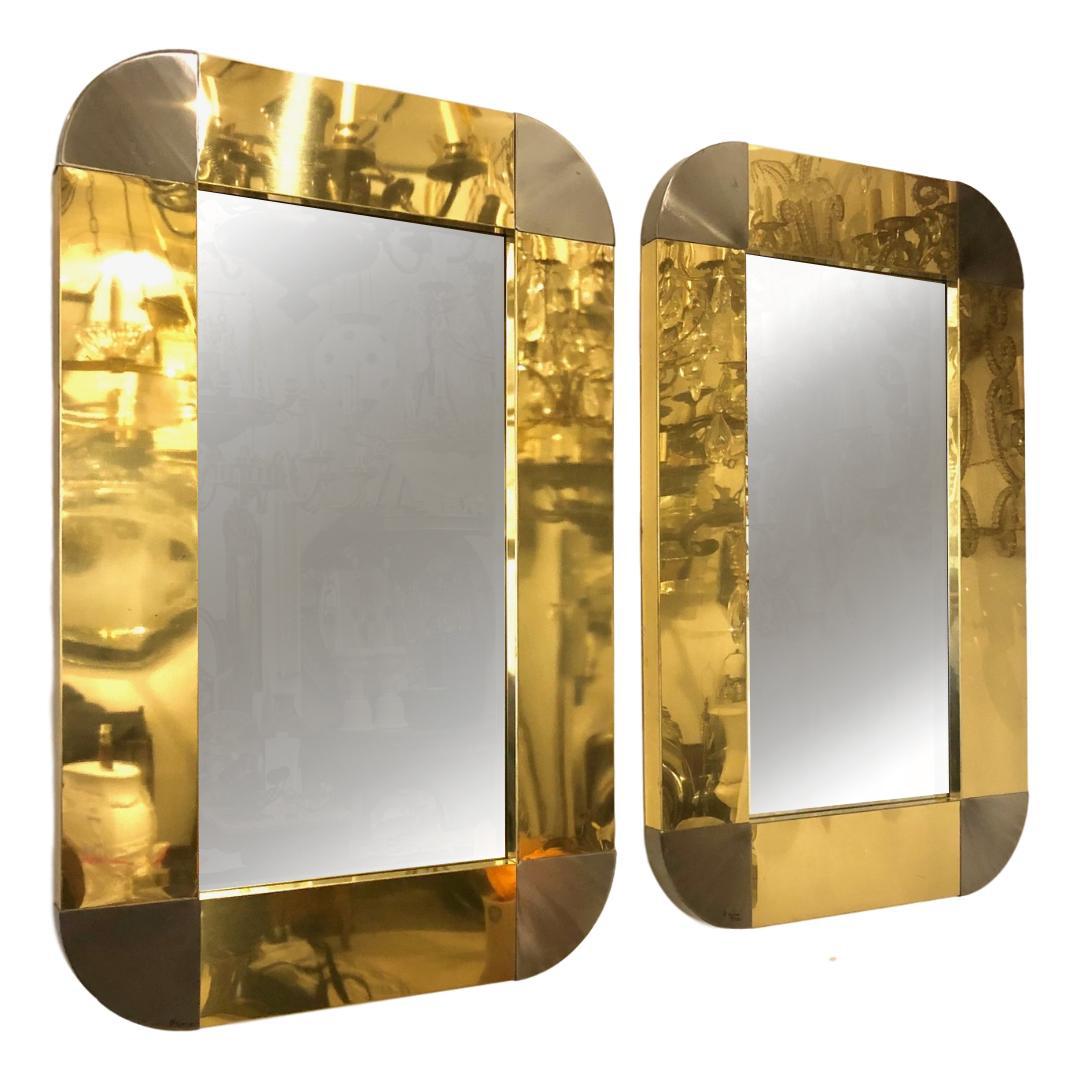 Late 20th Century Pair of Moderne Style Metal Frame Mirrors For Sale