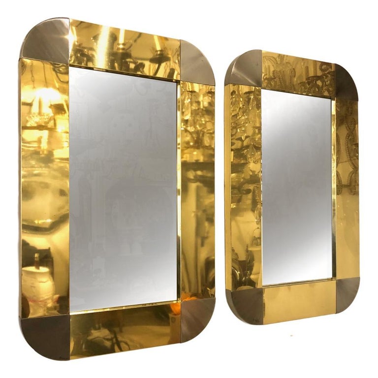 Pair of Moderne Style Metal Frame Mirrors For Sale at 1stDibs