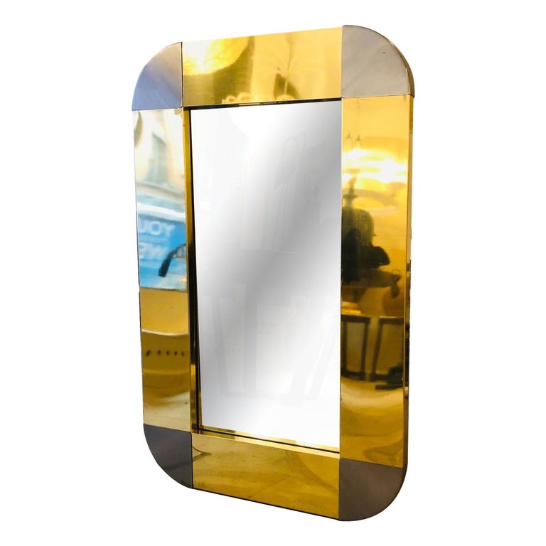 Pair of Moderne Style Metal Frame Mirrors For Sale at 1stDibs