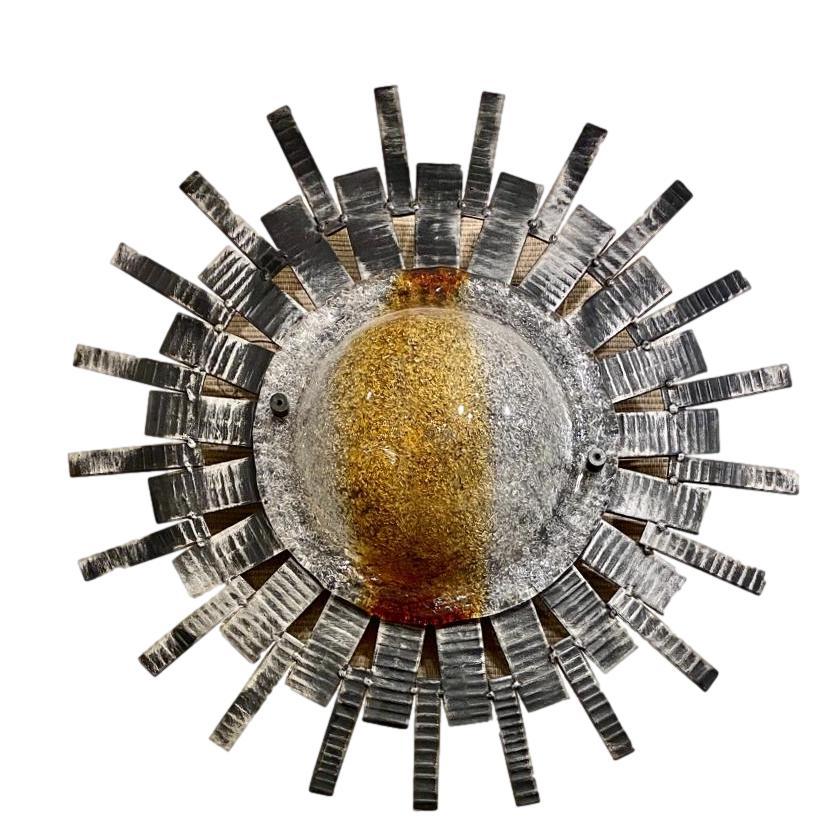 Midcentury Sunburst Light Fixture In Good Condition For Sale In New York, NY