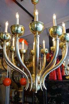 Pair of Moderne Twelve-Arm Chandeliers, Sold Individually