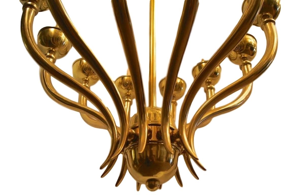 Pair of Moderne Twelve-Arm Chandeliers, Sold Individually For Sale 1