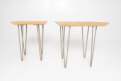 Pair of Modernica Case Study Side Tables with Black Laminate Tops & Hairpin Legs
