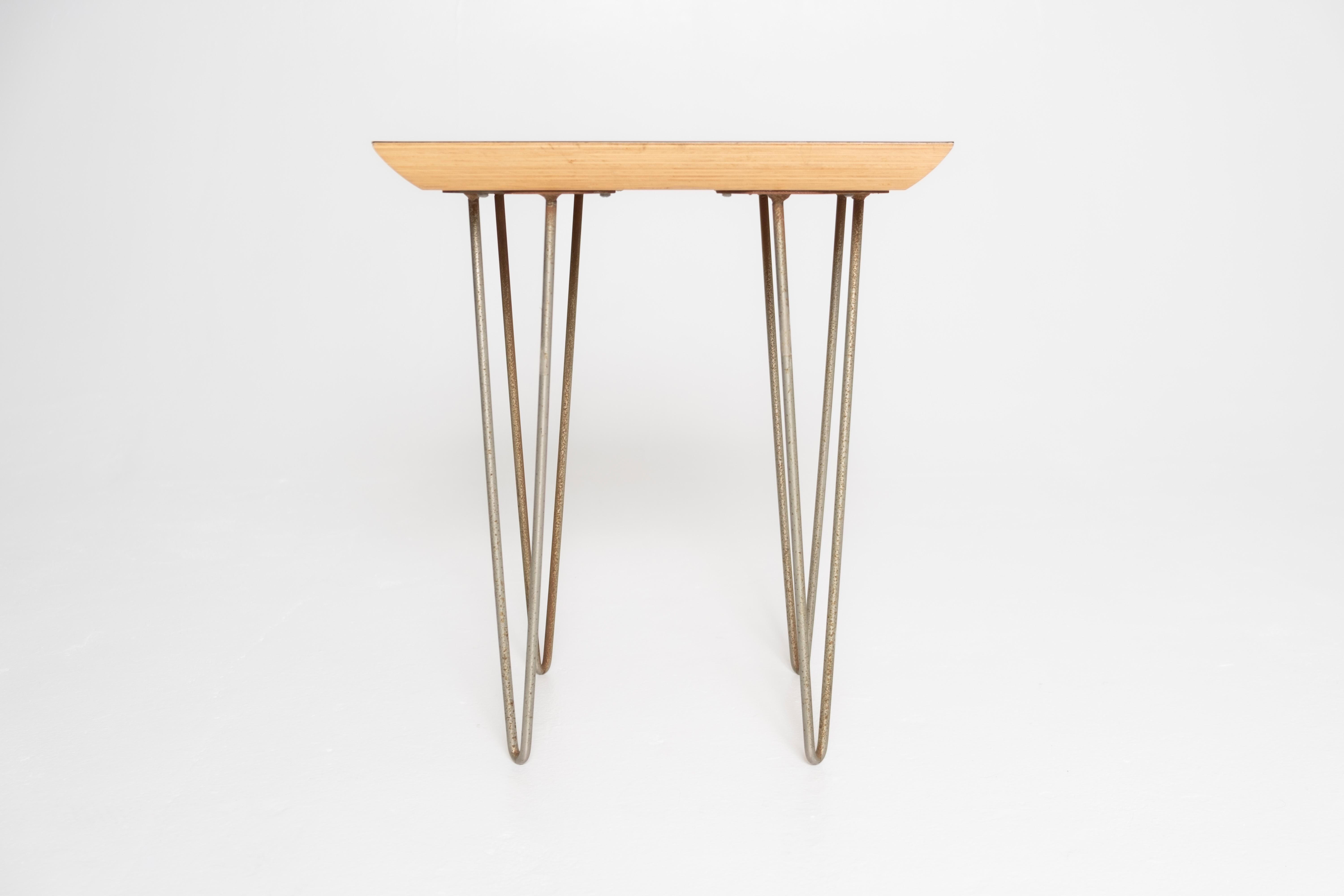 Pair of Modernica Case Study Side Tables with Black Laminate Tops & Hairpin Legs For Sale 1