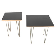Pair of Modernica Case Study Side Tables with Black Laminate Tops & Hairpin Legs