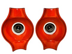 Pair of Modernist 1970s German Ceramic Fat Lava Wall Lights by Pan Leuchten