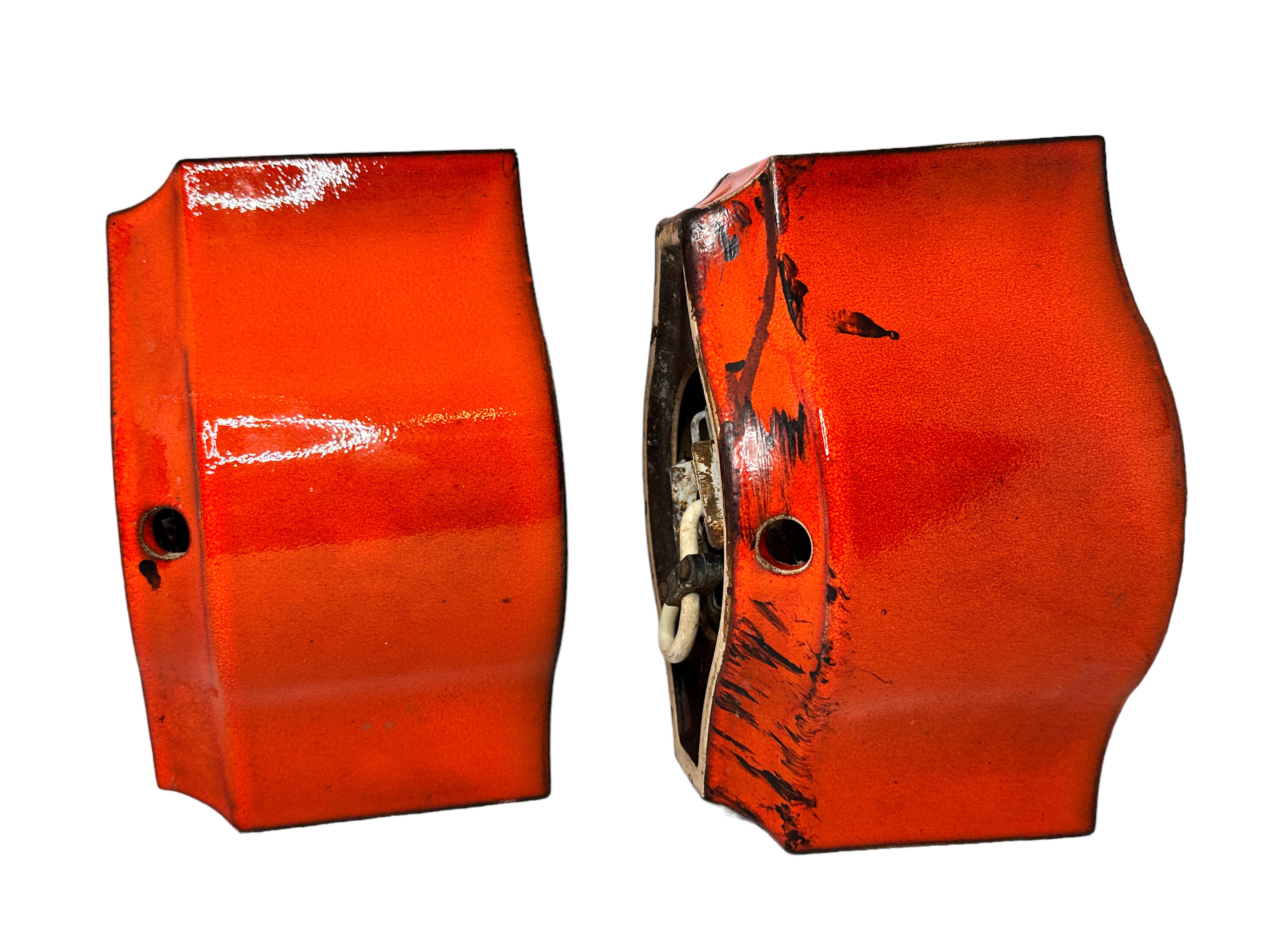 Late 20th Century Pair of Modernist 1970s German Ceramic Fat Lava Wall Lights by Pan Leuchten For Sale
