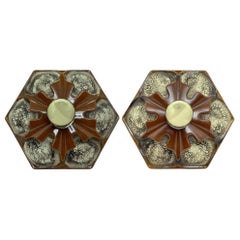 Pair of Modernist 1970s German Ceramic Fat Lava Wall Lights by Pan Leuchten