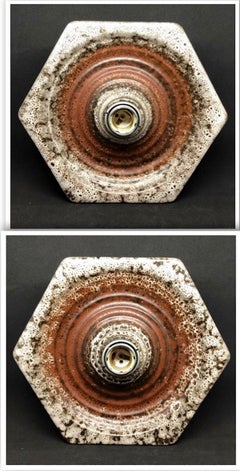 Pair of Modernist 1970s German Ceramic Fat Lava Wall Lights