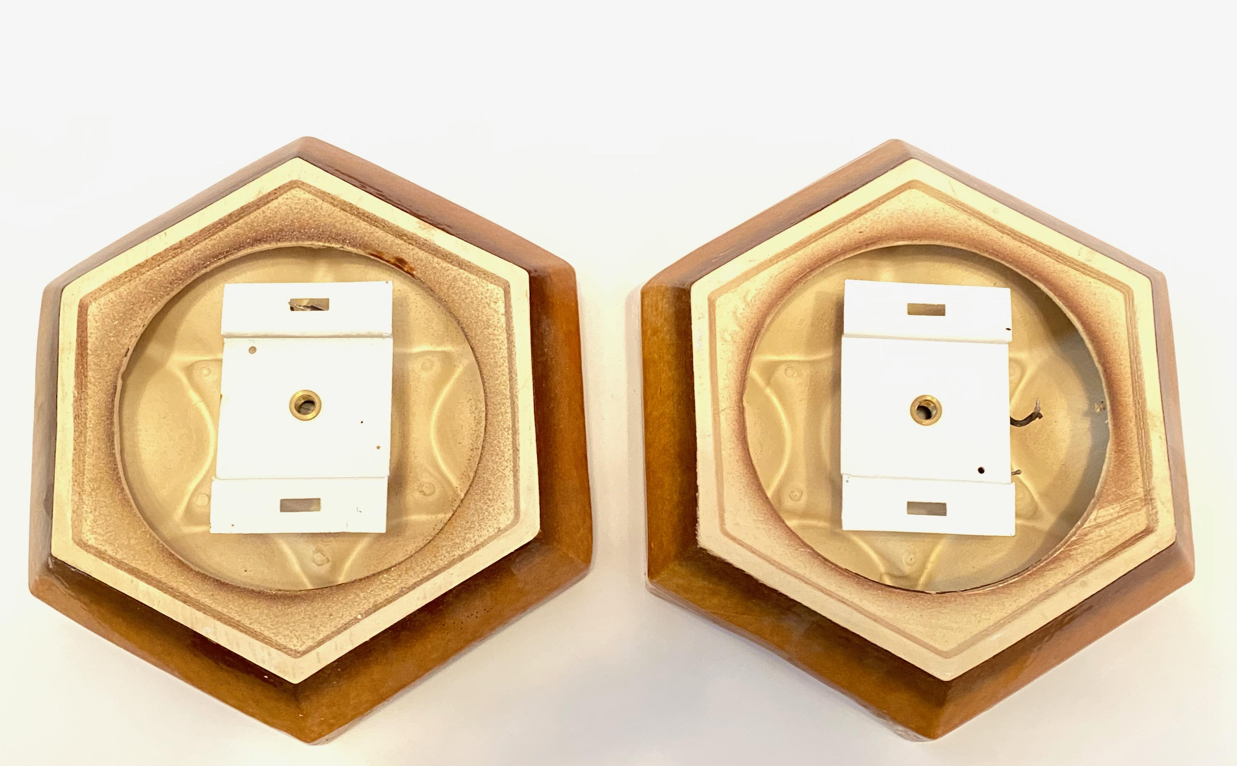 Pair of Modernist 1970s German Ceramic Starburst Fat Lava Wall Lights Sconces For Sale 2