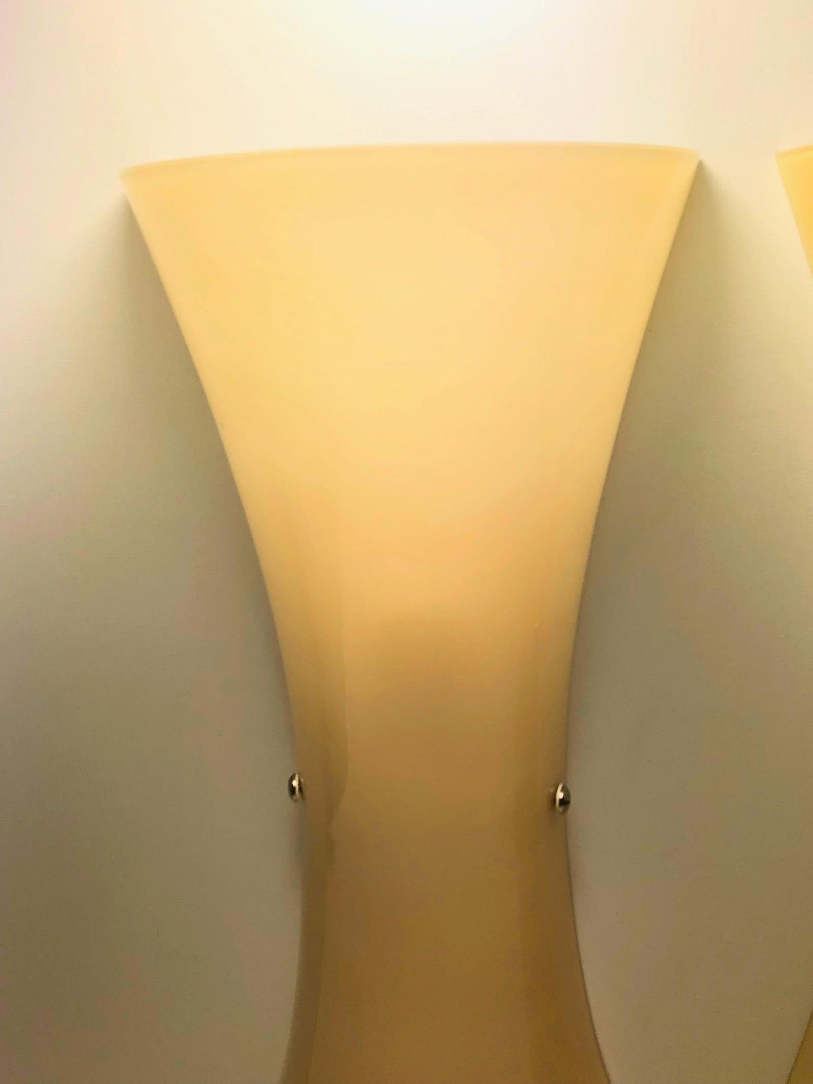 Pair of Modernist 1980s Vetro Arte Muranese Murano Glass Sconces Wall Lights 1
