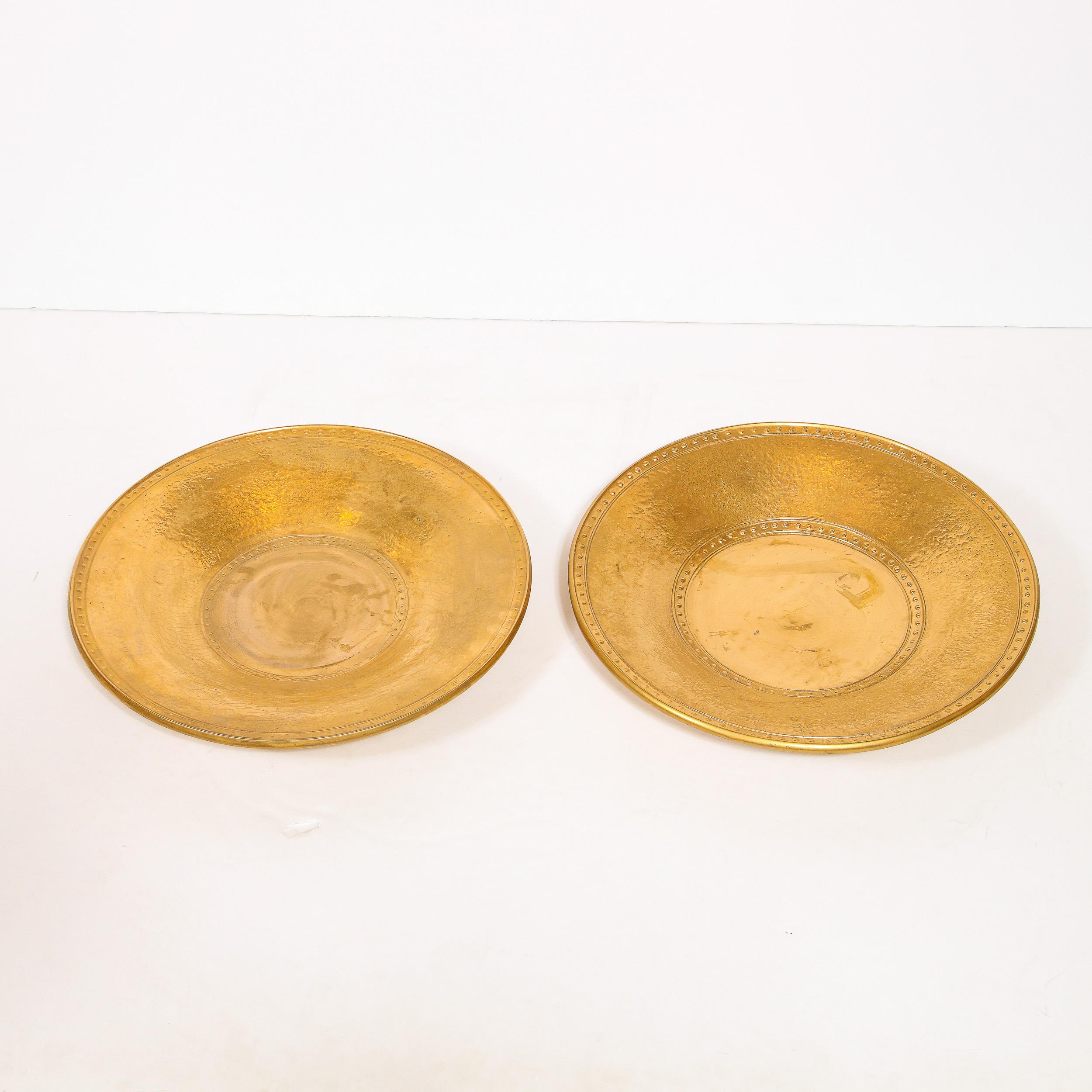 Pair of Modernist 24kt Gold Leaf Center Plates Signed Rondier by Lorin Marsh 8