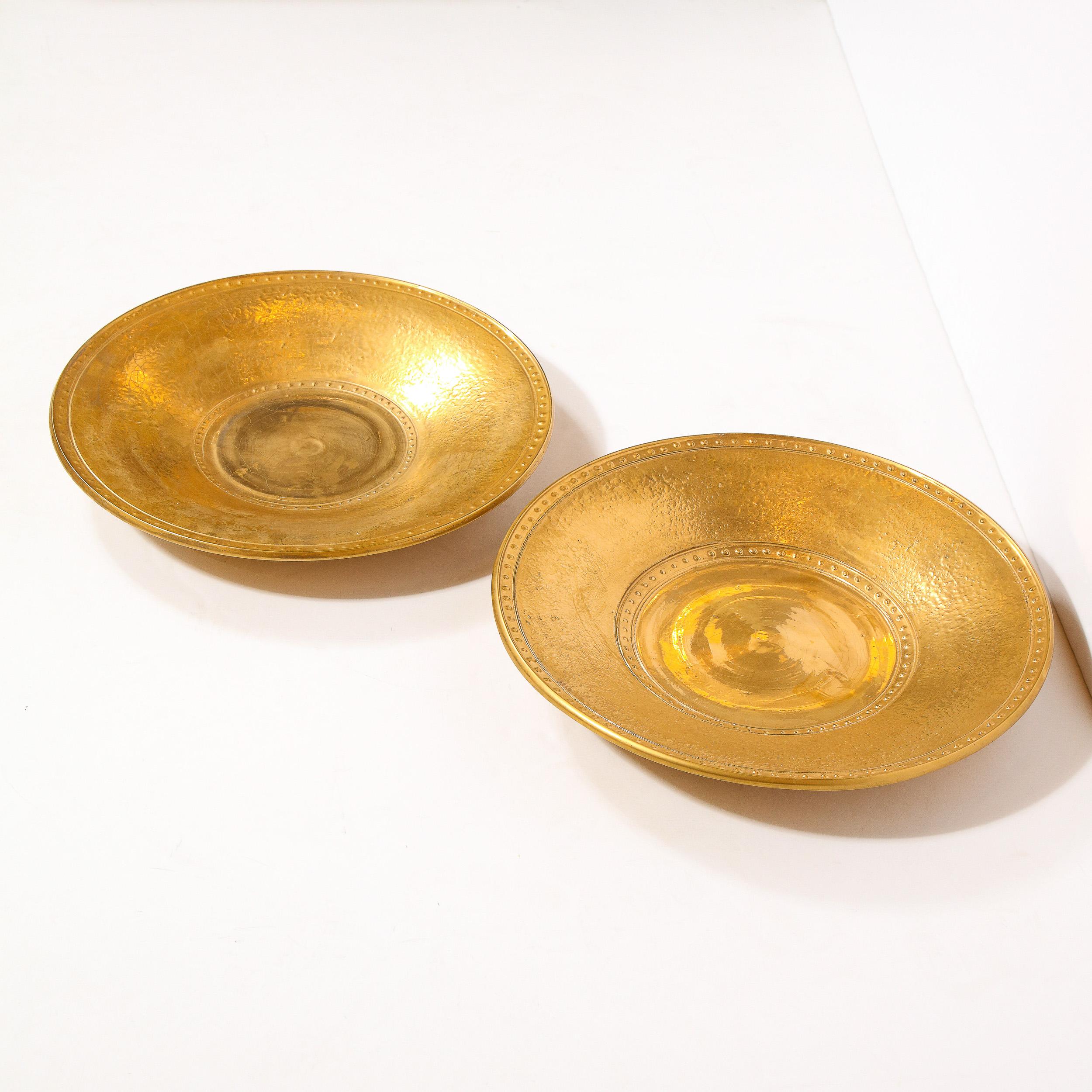 Pair of Modernist 24kt Gold Leaf Center Plates Signed Rondier by Lorin Marsh 10