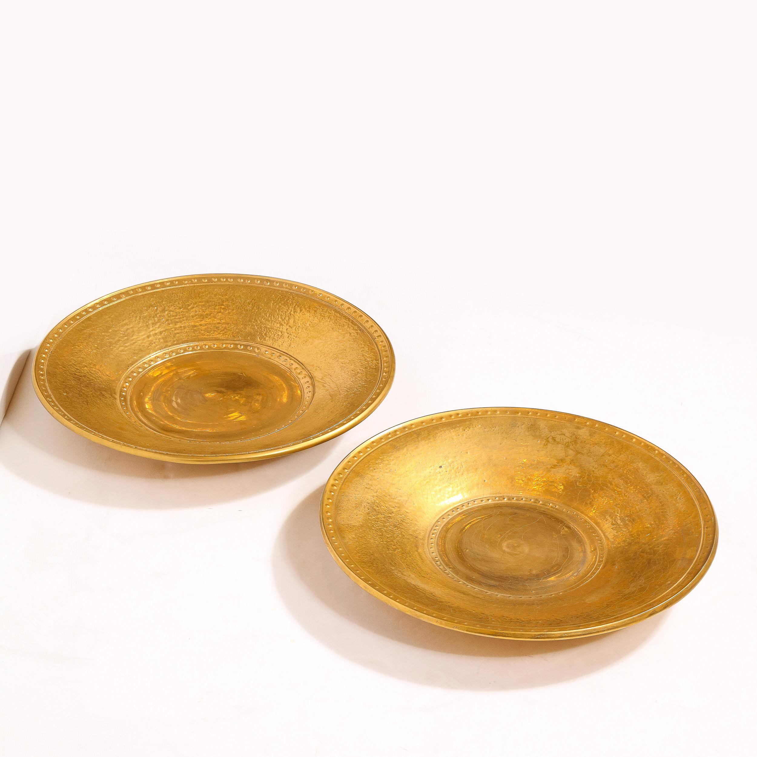 Pair of Modernist 24kt Gold Leaf Center Plates Signed Rondier by Lorin Marsh 12