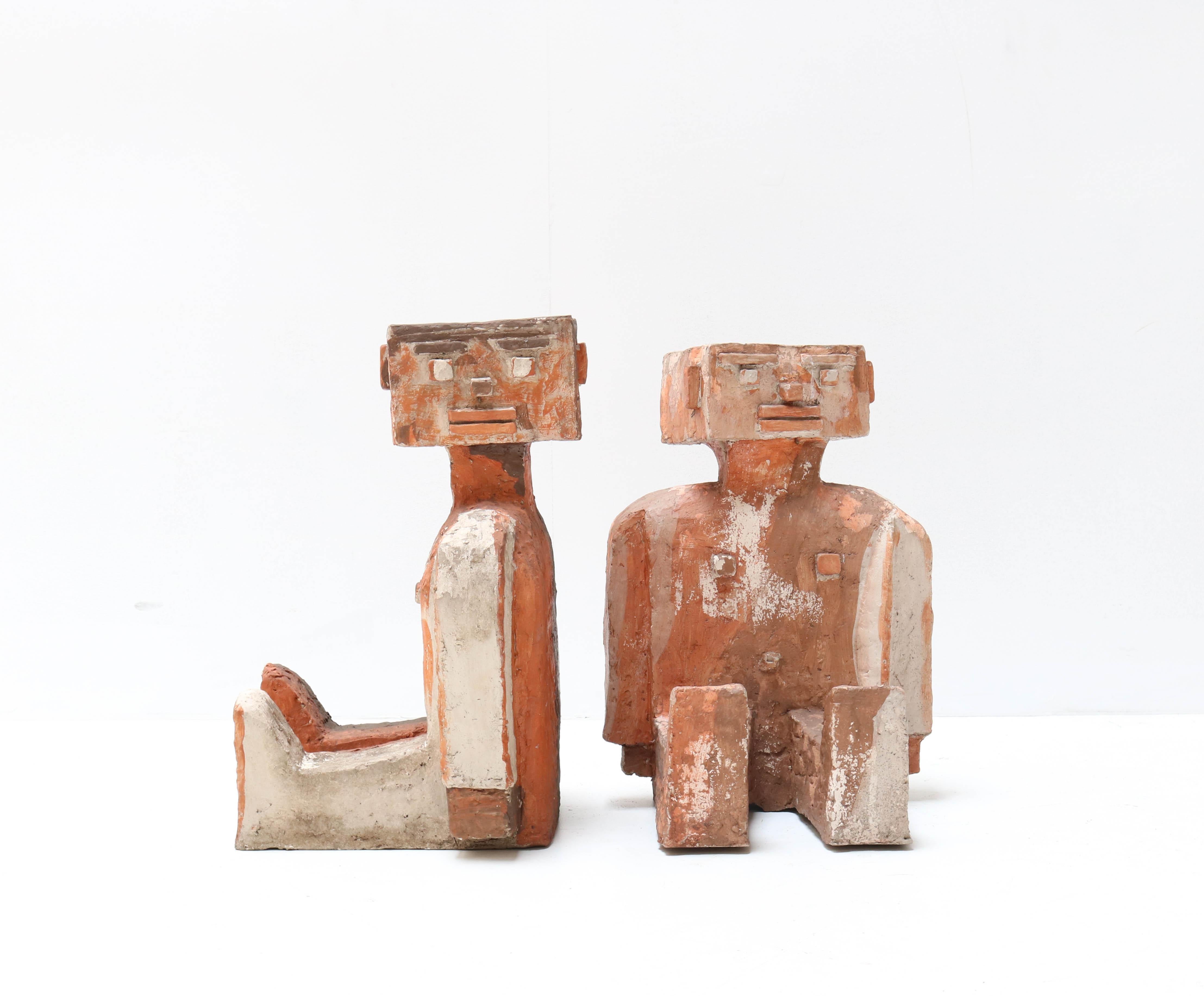 Dutch Pair of Modernist Abstract Brick Sculptures, 1970s