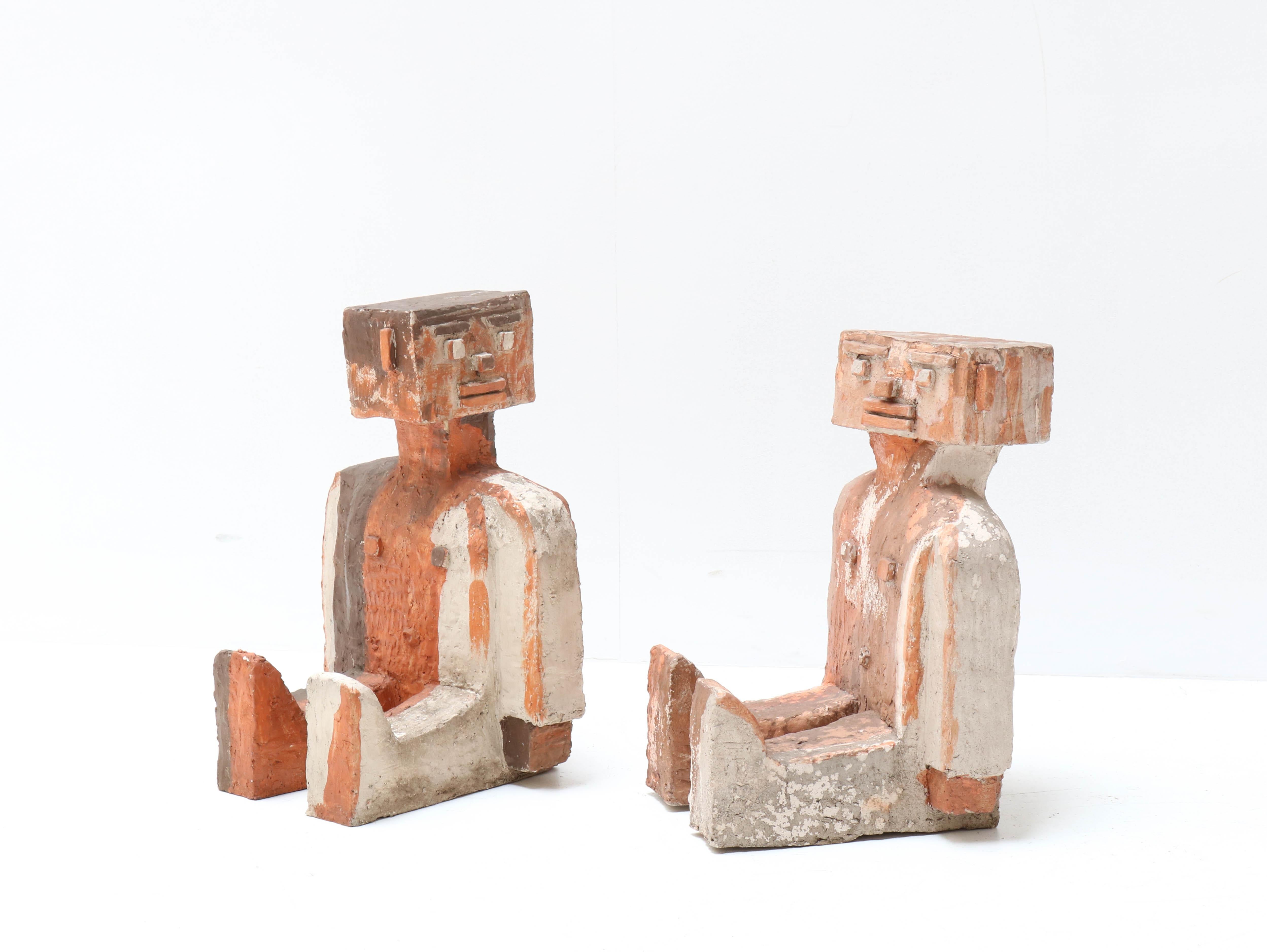 Pair of Modernist Abstract Brick Sculptures, 1970s In Good Condition In Amsterdam, NL