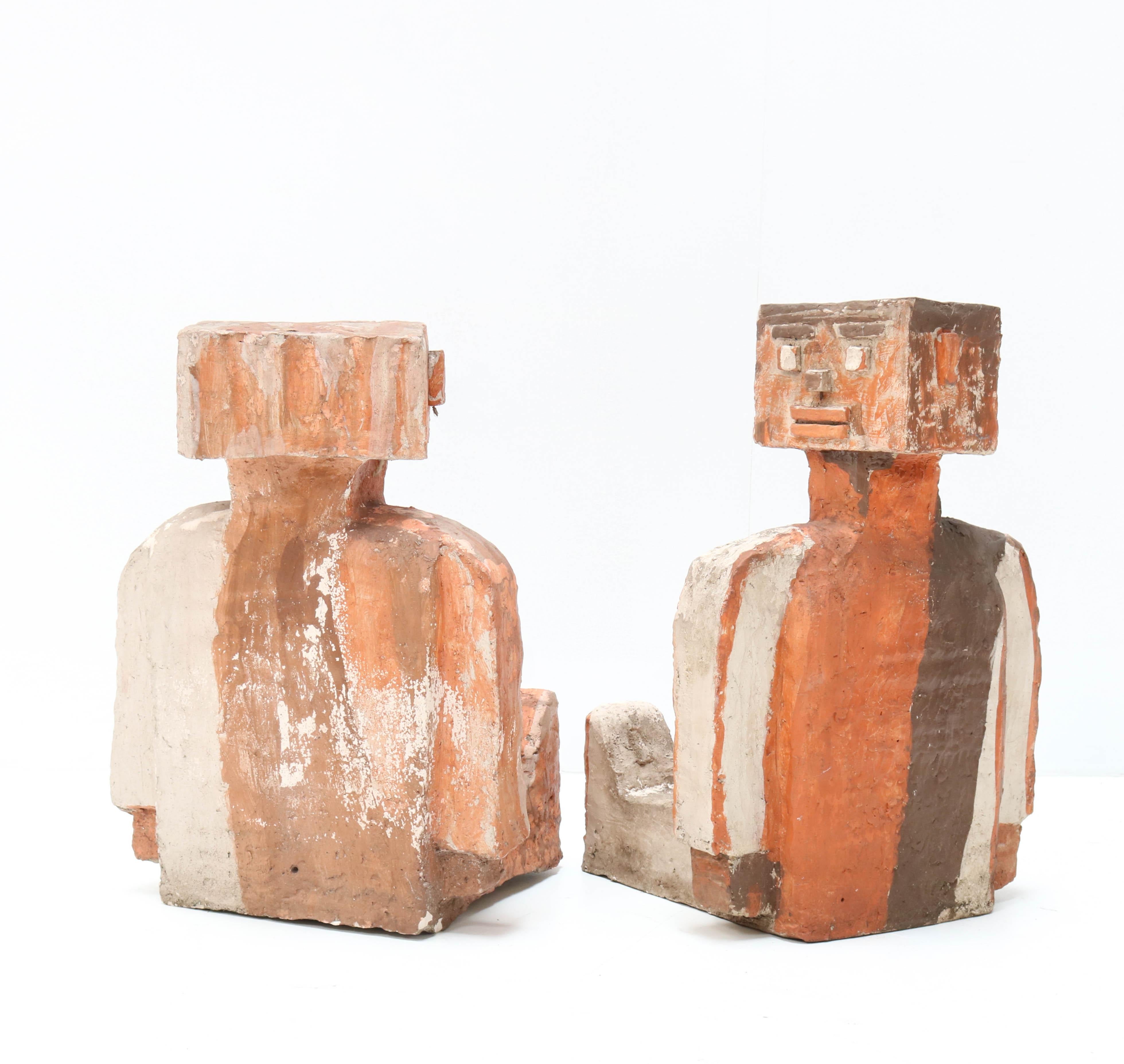 Pair of Modernist Abstract Brick Sculptures, 1970s 1