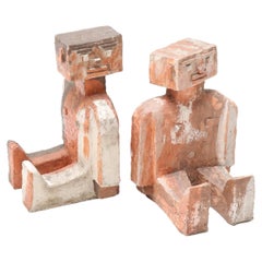 Pair of Modernist Abstract Brick Sculptures, 1970s