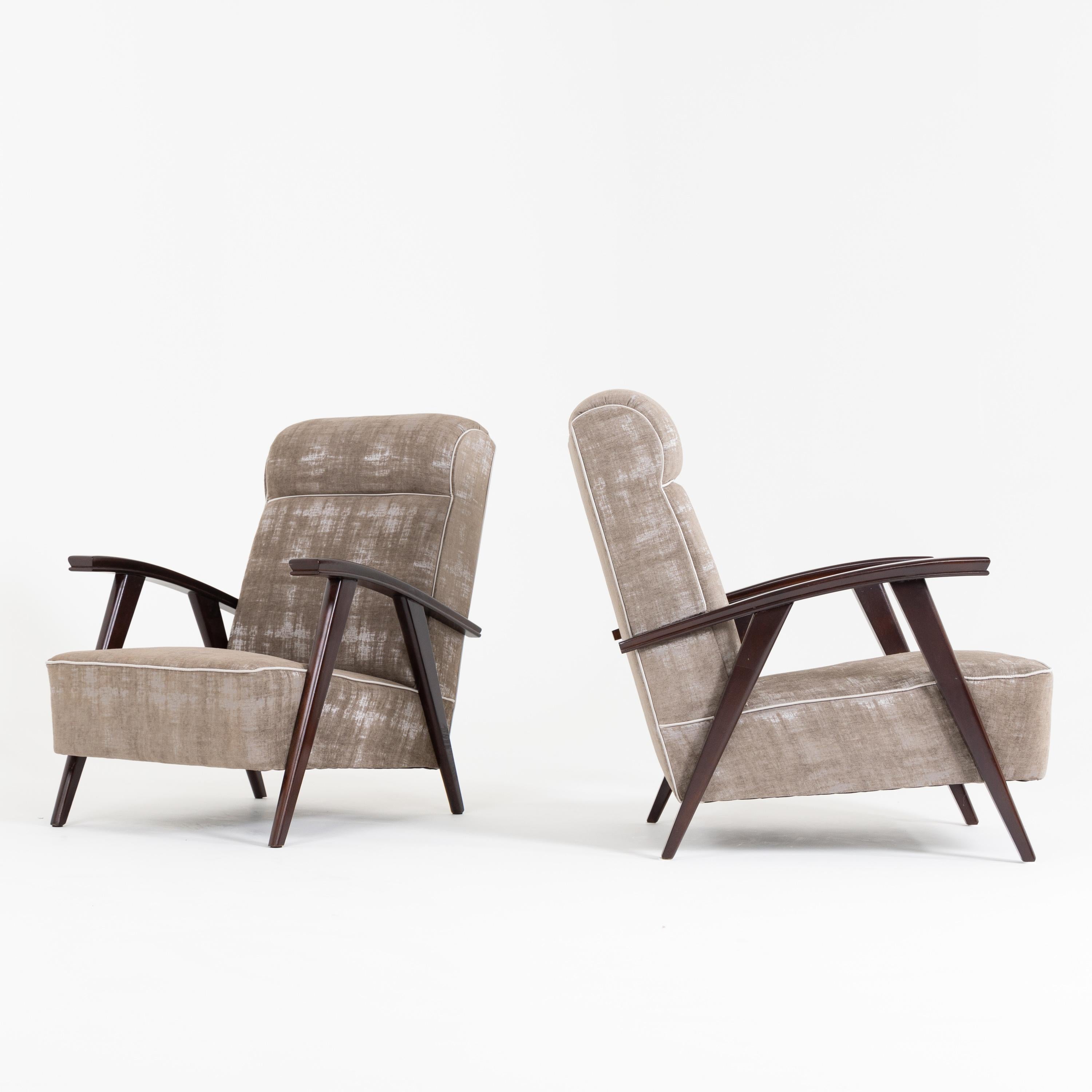 Pair of Modernist Armchairs Attributed to Jacques Adnet 1