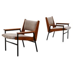 Coppia di poltrone moderniste in Wood e metallo, anni '50